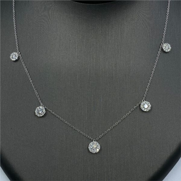 Diamond 5 station necklace with diamond dangles 
