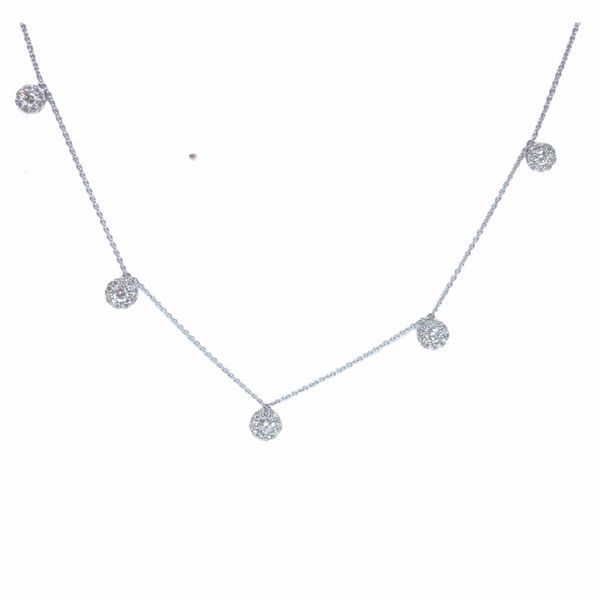 Diamond 5 station necklace with diamond dangles 