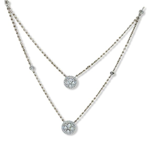 Double diamond halo necklace 