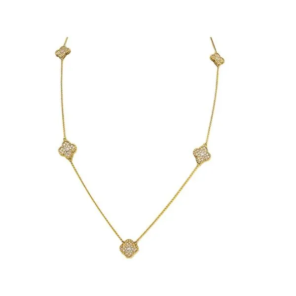 Yellow gold station clearance necklace