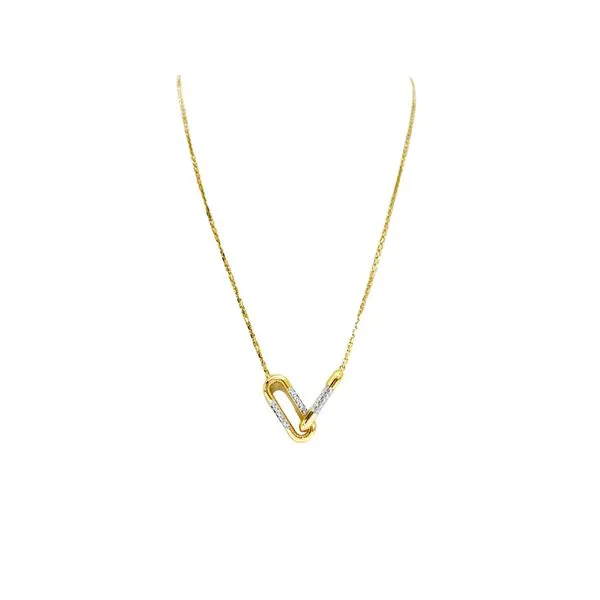 14K yellow gold diamond paperclip necklace. similar item image