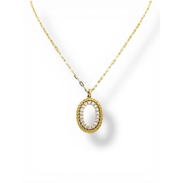 14K Yellow Gold Diamond Oval Pendant Necklace 0.28 CTW Javeri Jewelers Inc Frisco, TX