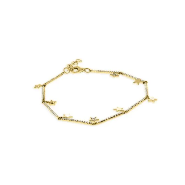14K Yellow Gold Star Charm Diamond Bracelet Javeri Jewelers Inc Frisco, TX