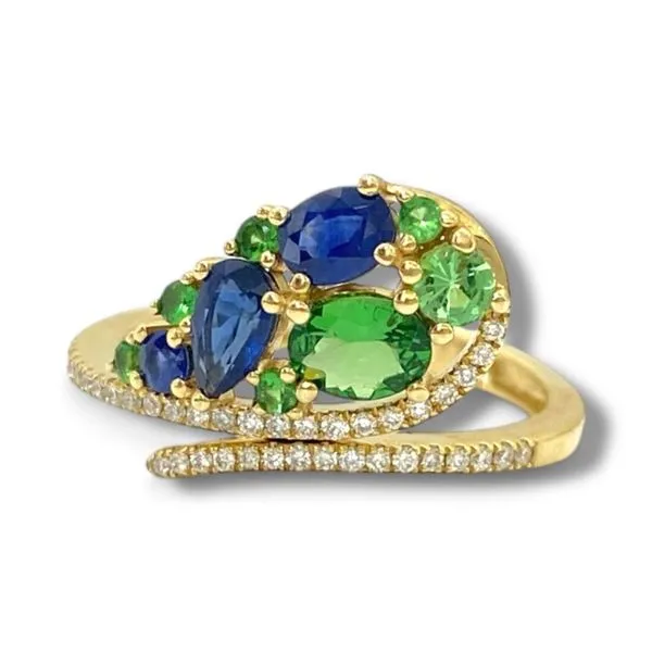 14K Yellow Gold Sapphire, Garnet & Diamond Multi-Stone Ring Javeri Jewelers Inc Frisco, TX
