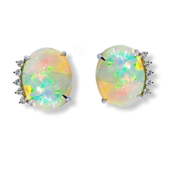 Fire opal and diamond earrings 