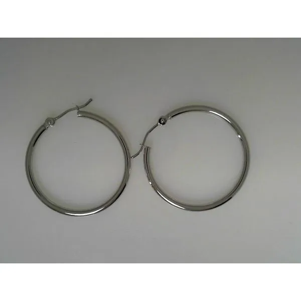 14K White Gold Hoop Earrings