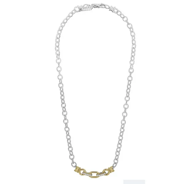Diamond Two-Tone Link Necklace Sterling Silver 14K Gold Image 2 Javeri Jewelers Inc Frisco, TX