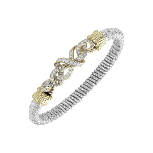 Diamond Infinity Sterling Silver and 14K Yellow  Gold Bracelet Flexible Bangle | Javeri Jewelers Javeri Jewelers Inc Frisco, TX