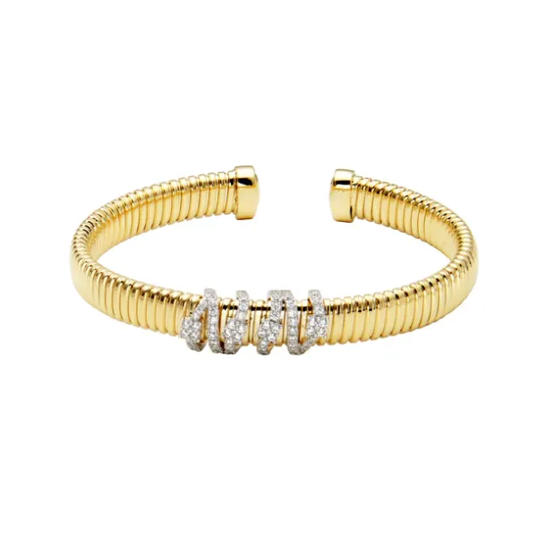 Sterling Silver New Mesh Cubic Zirconia Cuff Bracelet
