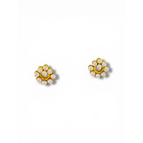 18K Yellow Gold Diamond Floral Stud Earrings 0.72 CTW Javeri Jewelers Inc Frisco, TX