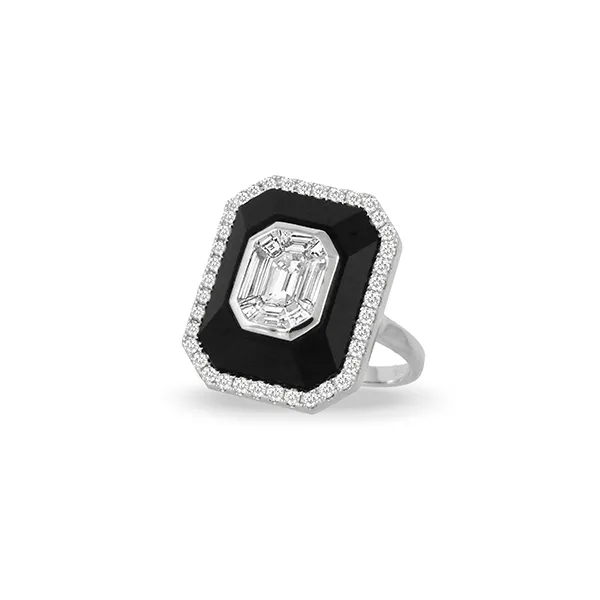 18K White Gold Diamond Black Onyx Ring Oak Valley Jewelers Oakdale, CA