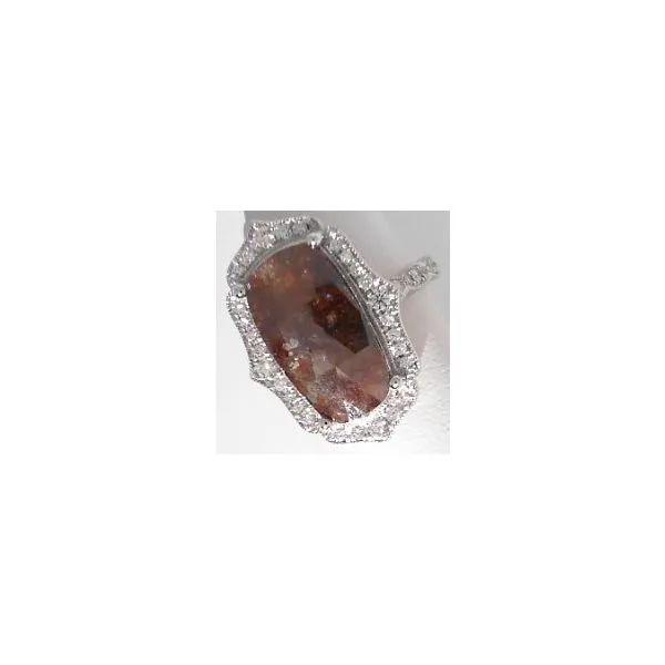 Womens 14K White Gold Brown and White Diamond Halo Fashi...