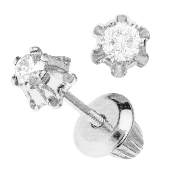 14K White Gold Diamond Baby Earrings Image 2 Oak Valley Jewelers Oakdale, CA