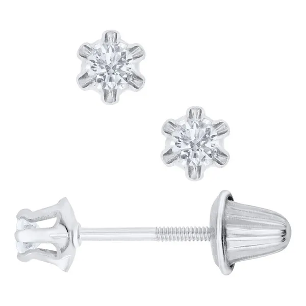 14K White Gold Diamond Baby Earrings similar item image