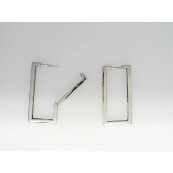 14K White Gold Diamond Rectangle Hoop Earrings Image 2 Oak Valley Jewelers Oakdale, CA