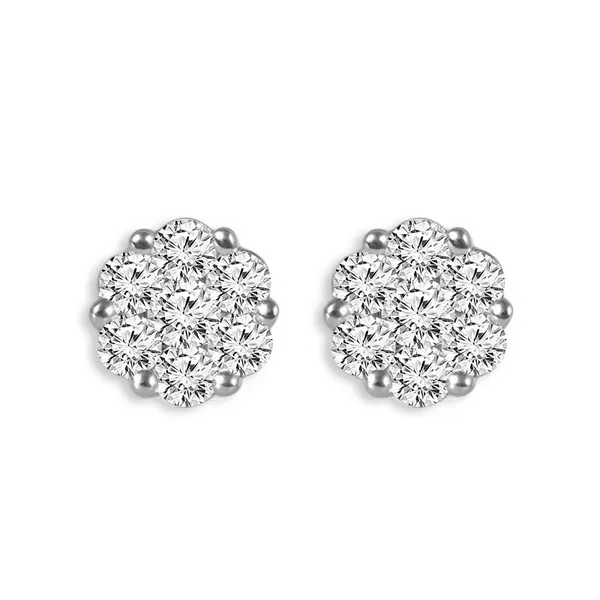 14K White Gold Diamond Flower Stud Earrings Oak Valley Jewelers Oakdale, CA