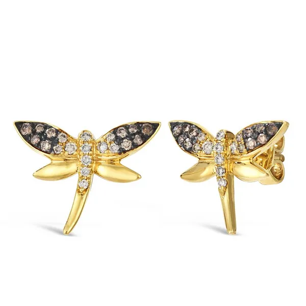 14K Yellow Gold Diamond Dragonfly Earrings Oak Valley Jewelers Oakdale, CA