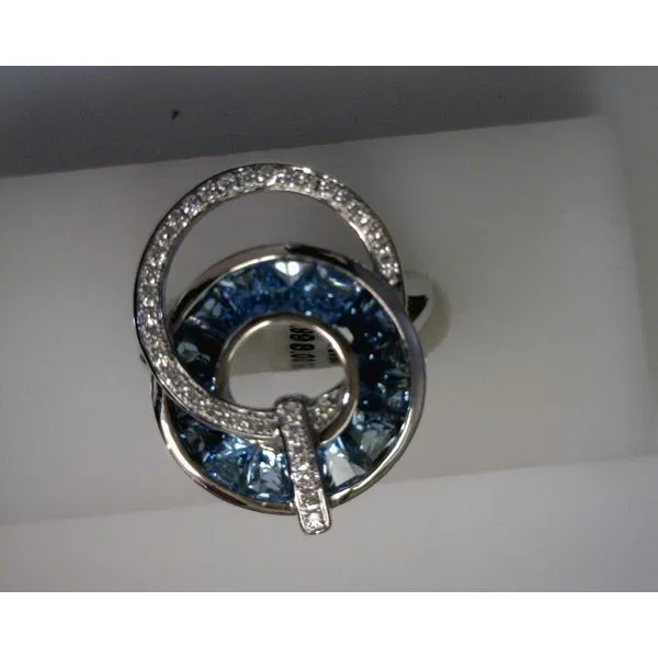 Mens 14K White Gold Blue Topaz Diamond Malibu Collection...