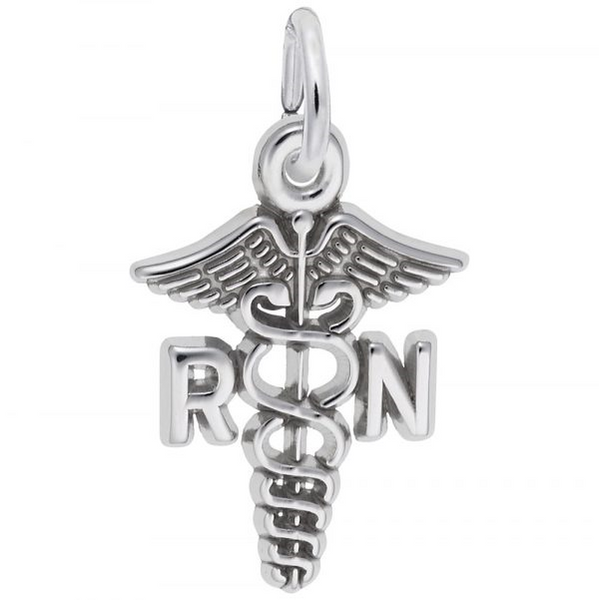 Sterling Silver RN Caduceus Charm Oak Valley Jewelers Oakdale, CA
