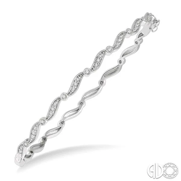 14K White Milgrain 34 Diamond Bangle Bracelet Occasions Fine Jewelry Midland, TX