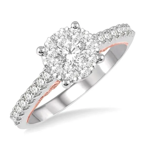 14k White & Rosé Gold Engagement Ring With 27 Diamonds Orin Jewelers Northville, MI