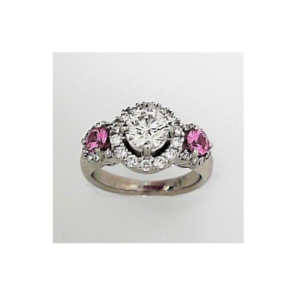 Estate - 14K GIA 0.69 Carat G VS1 Diamond & Pink Sapphire Ring Orin Jewelers Northville, MI