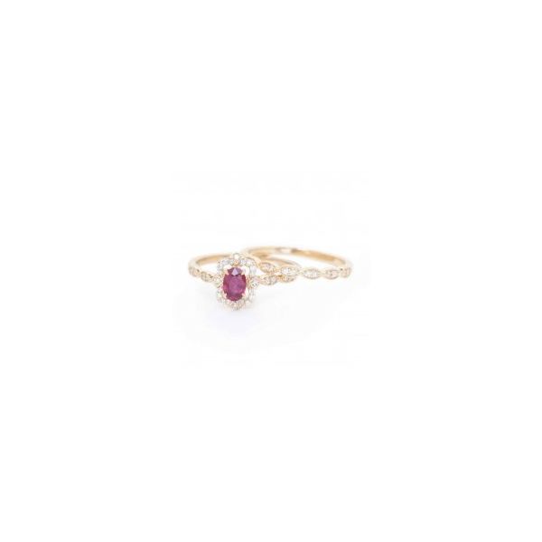 14k Yellow Gold Ruby & Diamond Bridal Set Orin Jewelers Northville, MI