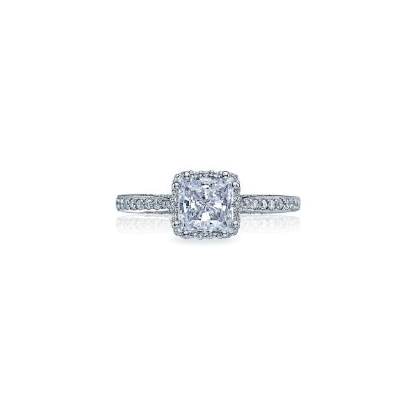 Lady's 18K White Gold Ring Mounting w/48 Diamonds & CZ Center Orin Jewelers Northville, MI
