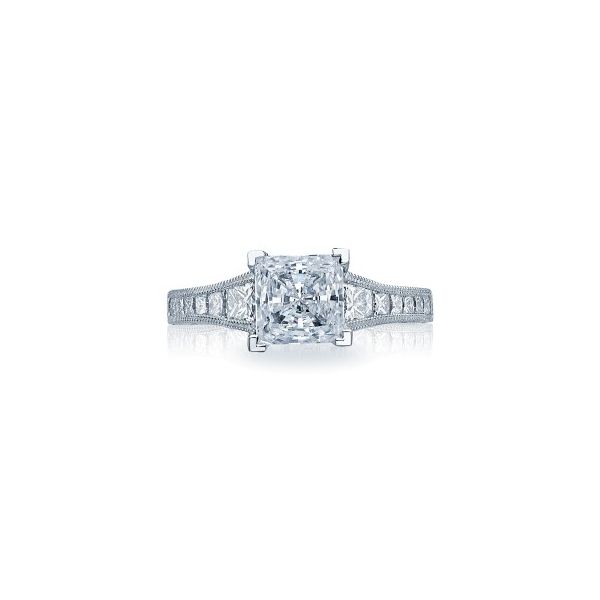 Lady's 18K White Gold Ring Mounting w/42 Diamonds & CZ Center Orin Jewelers Northville, MI