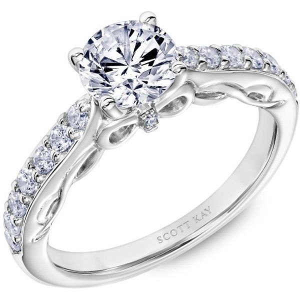 Lady's 14K White Gold Ring Mounting W/19 Diamonds Orin Jewelers Northville, MI
