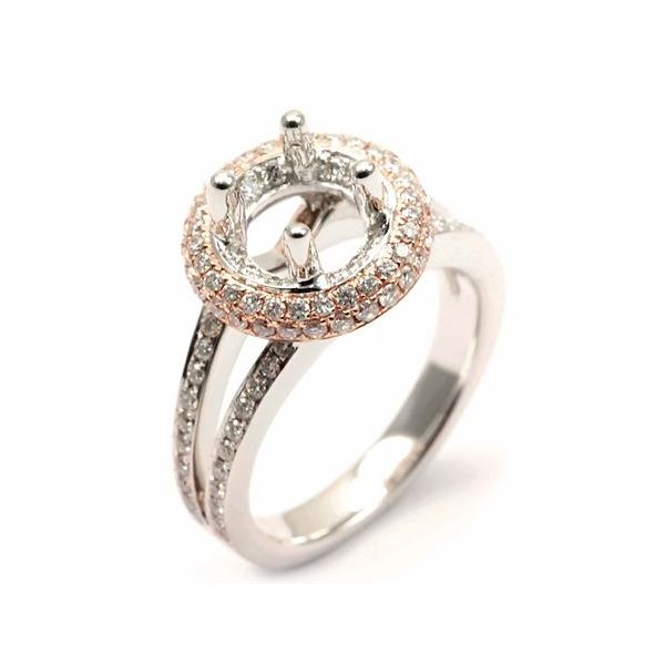 18k  White & Rose Gold Ring Mounting With 112 Diamonds Orin Jewelers Northville, MI