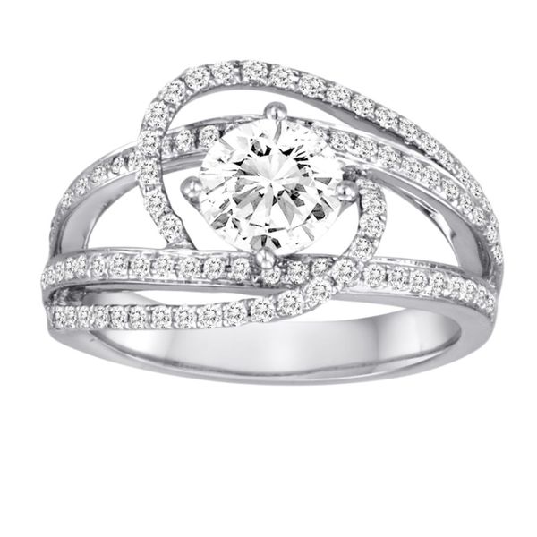 Lady's 18K White Gold By-Pass Ring Mounting W/94 Diamonds Orin Jewelers Northville, MI