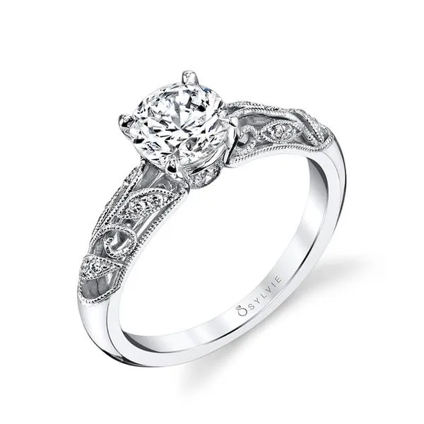 14K White Gold Ring Mounting With 14 Diamonds Orin Jewelers Northville, MI