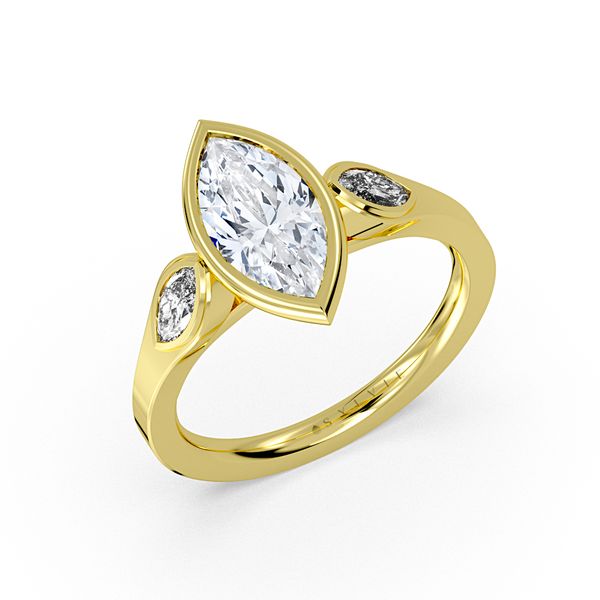 14K Yellow Gold Miley Three Stone Engagement Ring Mounting Orin Jewelers Northville, MI