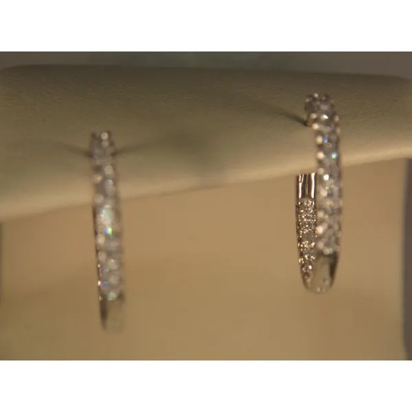 14k White Gold Inside/Outside Out Hoop Earrings With 46 Diamonds Orin Jewelers Northville, MI