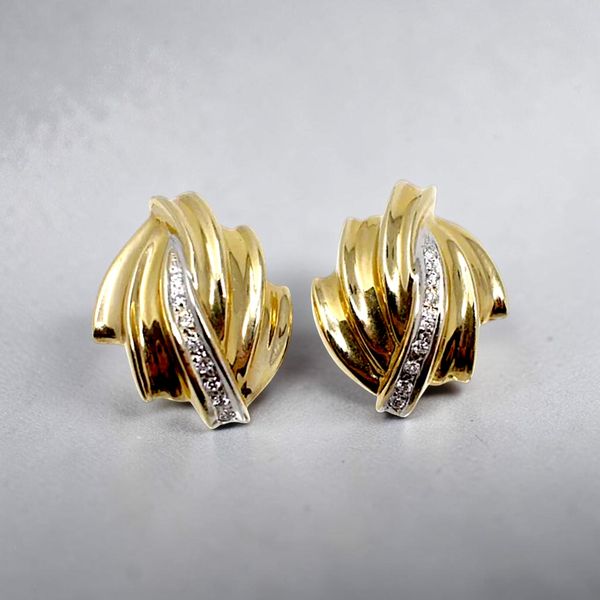 Estate Collection - 14K Yellow Gold Diamond Clip Earrings Orin Jewelers Northville, MI