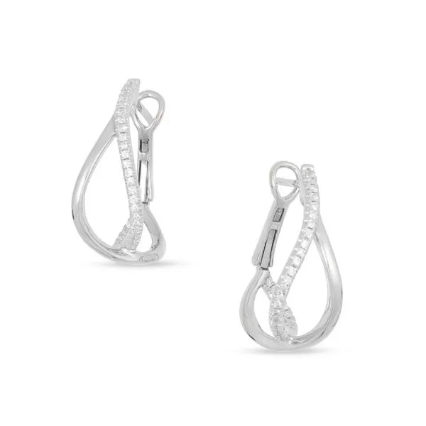 Lady's 14K White Gold Crossover Hoop Earrings w/64 Diamonds Orin Jewelers Northville, MI