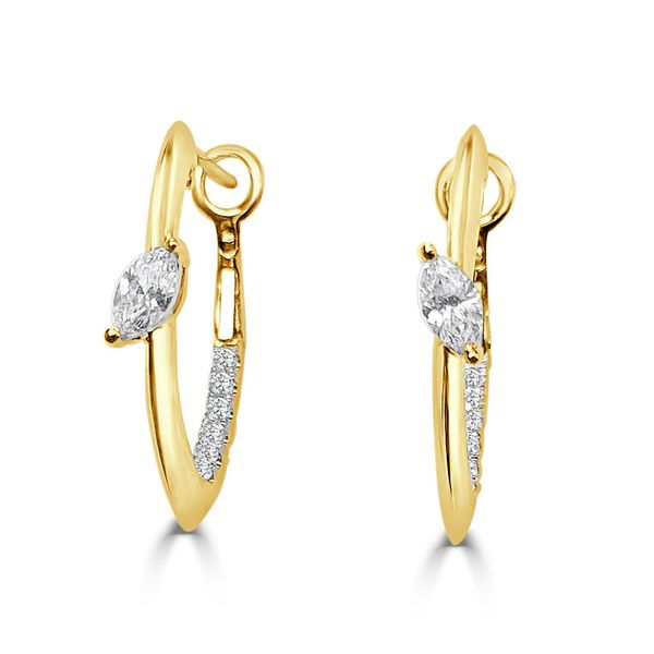 Lady's 14k Yellow Gold Hoop Earrings With Marquise & Round Diamonds Orin Jewelers Northville, MI
