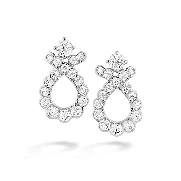 Lady's 18K White Gold Aerial Regal Scroll Earrings w/34 Diamonds Orin Jewelers Northville, MI