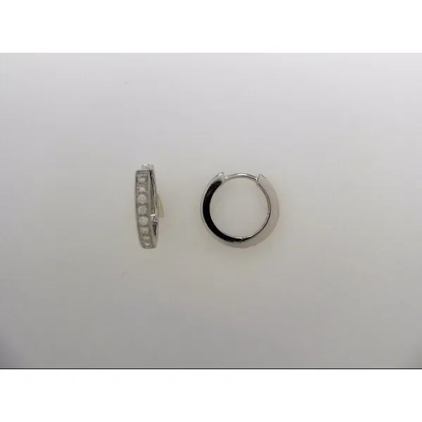 Lady's 14K White Gold Hoop Earrings w/18 Diamonds Orin Jewelers Northville, MI