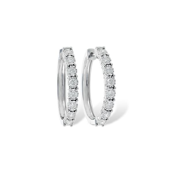 14k White Gold Hoop Earrings With 16 Diamonds Orin Jewelers Northville, MI