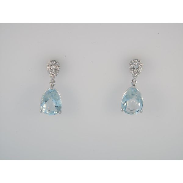 14k White Gold Earrings With Aquamarines & Diamonds Orin Jewelers Northville, MI