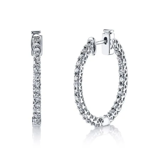 18k White Gold Hoop Earrings With 54 Diamonds Orin Jewelers Northville, MI