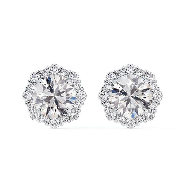 FOREVERMARK Platinum Center of My Universe Floral Halo Earrings Witjh 34 Diamonds Orin Jewelers Northville, MI