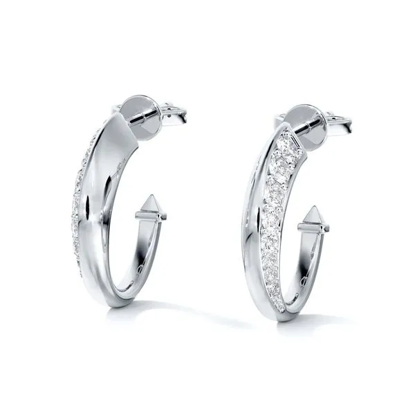 18kwg FOREVERMARK  Hoop Earrings With 22 Diamonds Orin Jewelers Northville, MI