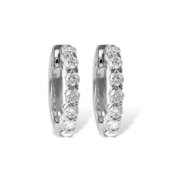 14k White Gold Hoop Earrings With 14 Diamonds Orin Jewelers Northville, MI