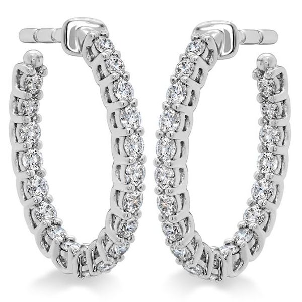 18k White Gold Signature Oval Hoop - Small Earrings by Hearts on Fire Orin Jewelers Northville, MI