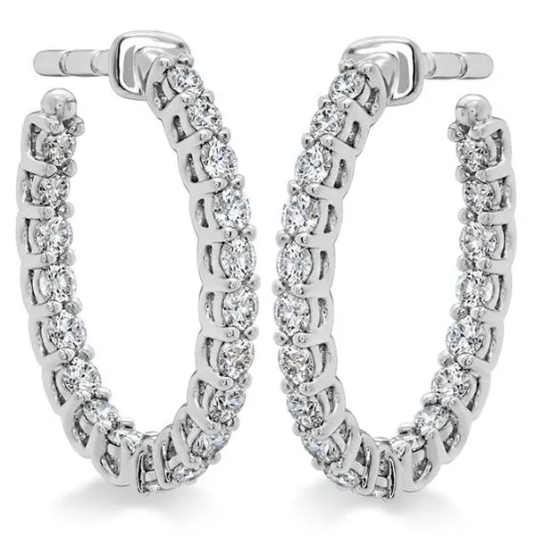 18k White Gold Signature Oval Hoop - Small Earrings by Hearts on Fire Orin Jewelers Northville, MI