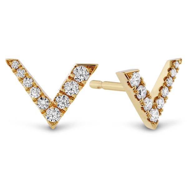 18k Yellow Gold CHARMED V EARRINGS by Hearts on Fire Orin Jewelers Northville, MI