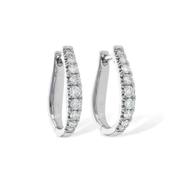 14k White Gold Hoop Earrings With 18 Diamonds Orin Jewelers Northville, MI